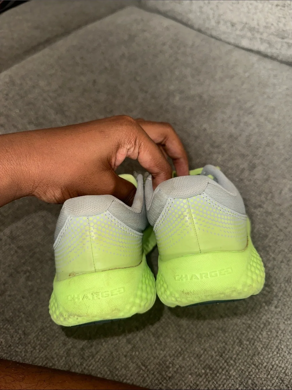 Under Armour Kids' Gray and Neon Green Athletic Sneakers